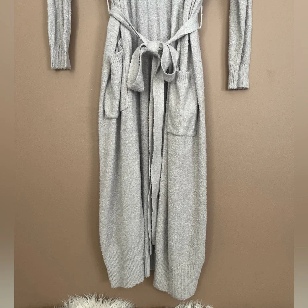 {Rachel Zoe} Long Duster Cardigan Sweater with Tie Waist in Grey - Womens Medium